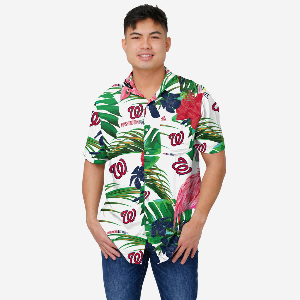 Washington Nationals Flamingo Button Up Shirt FOCO S - FOCO.com