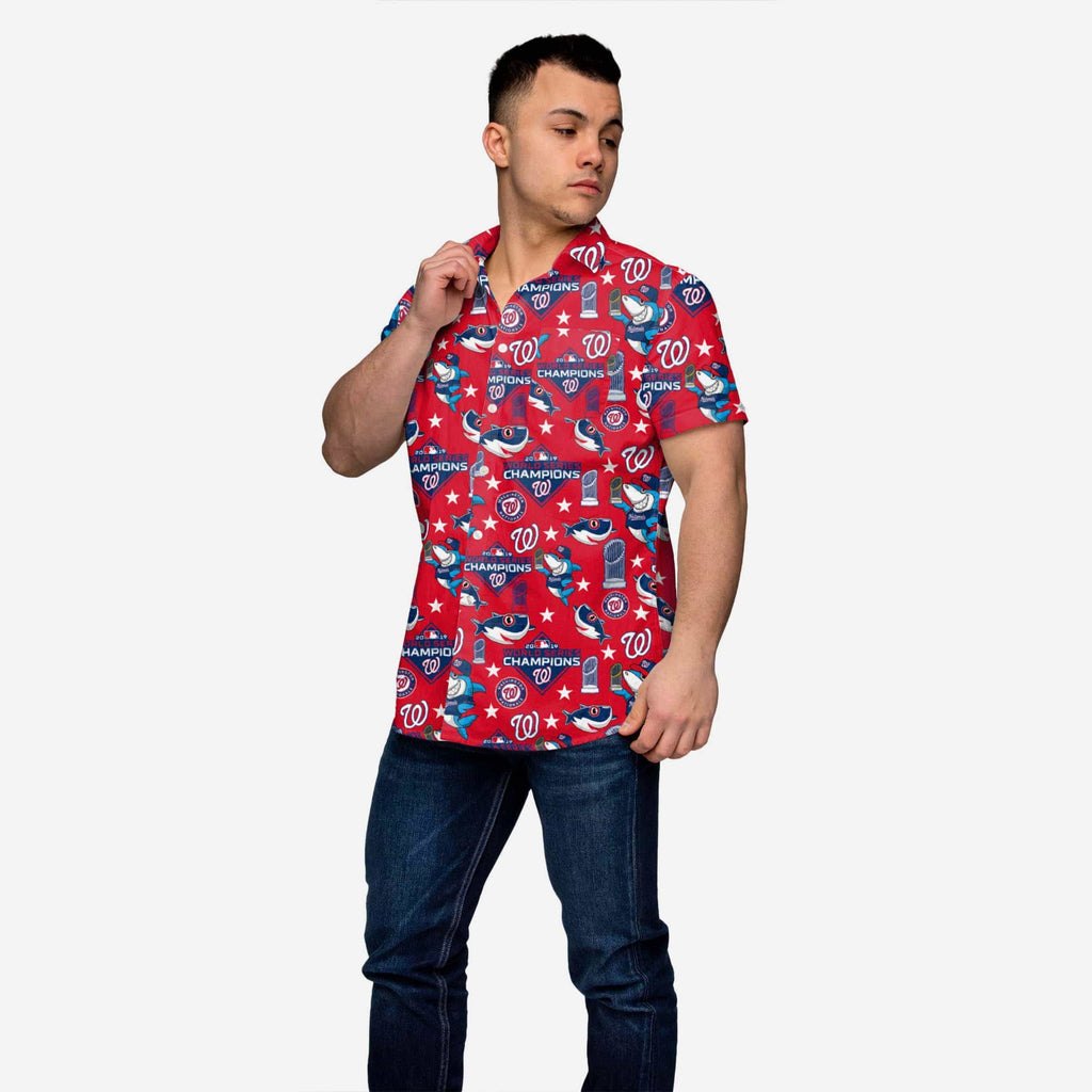 Washington Nationals 2019 World Series Champions Shark Button Up Shirt FOCO - FOCO.com