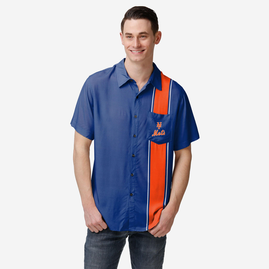 New York Mets Bowling Stripe Button Up Shirt FOCO S - FOCO.com