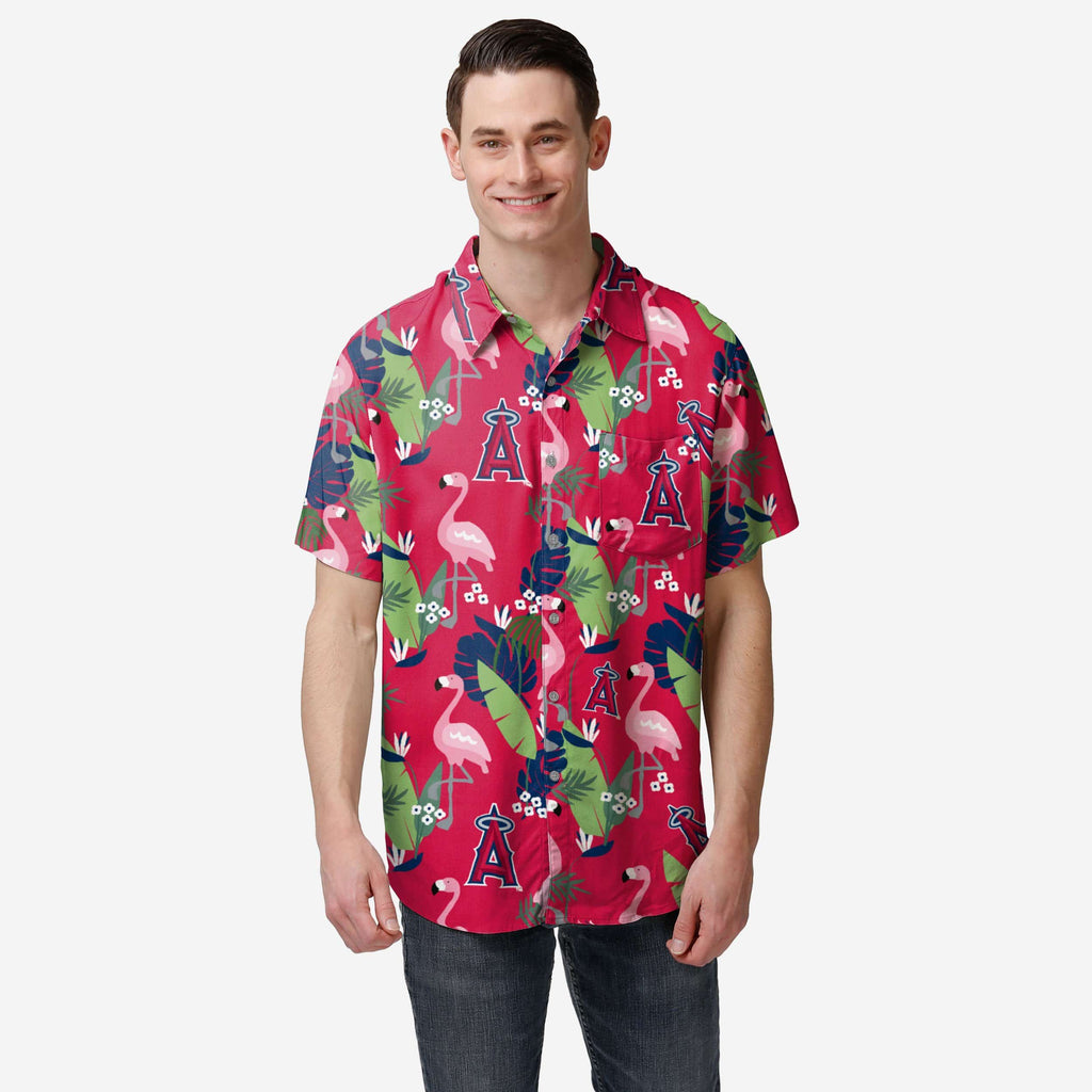 Los Angeles Angels Floral Button Up Shirt FOCO S - FOCO.com