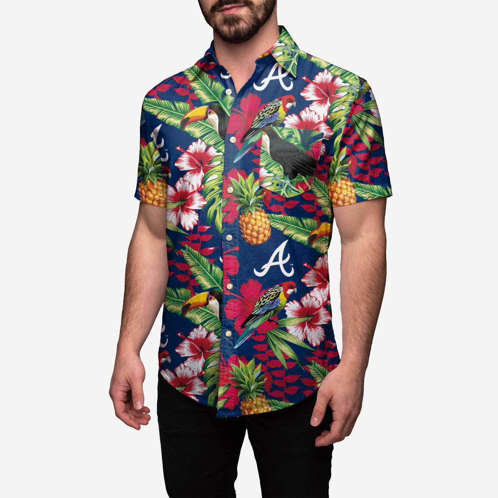 Atlanta Braves Floral Button Up Shirt FOCO S - FOCO.com