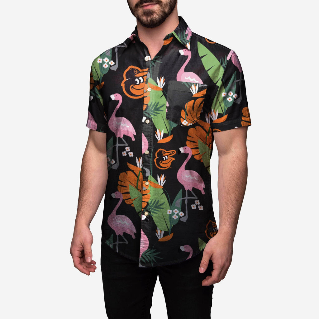 Baltimore Orioles Floral Button Up Shirt FOCO S - FOCO.com