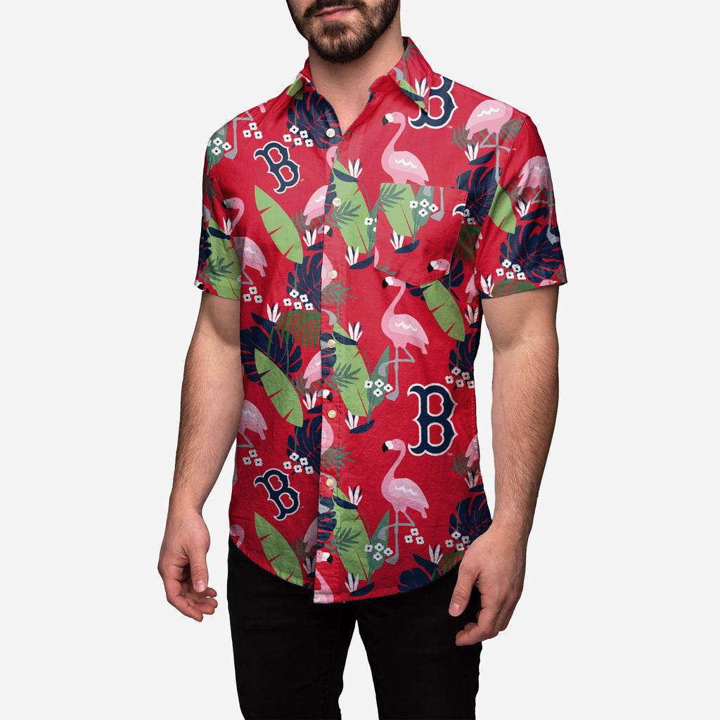 Boston Red Sox Floral Button Up Shirt FOCO S - FOCO.com