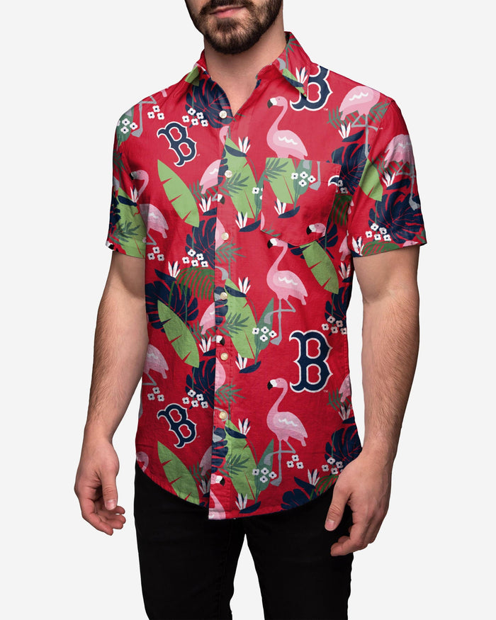 Boston Red Sox Floral Button Up Shirt FOCO S - FOCO.com