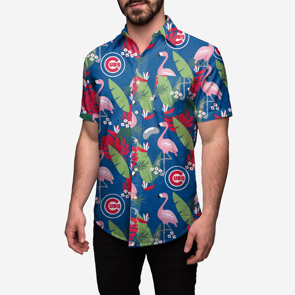 Chicago Cubs Floral Button Up Shirt FOCO S - FOCO.com