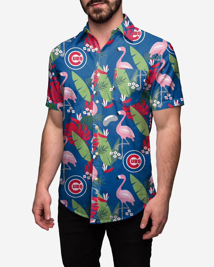 Chicago Cubs Floral Button Up Shirt FOCO S - FOCO.com