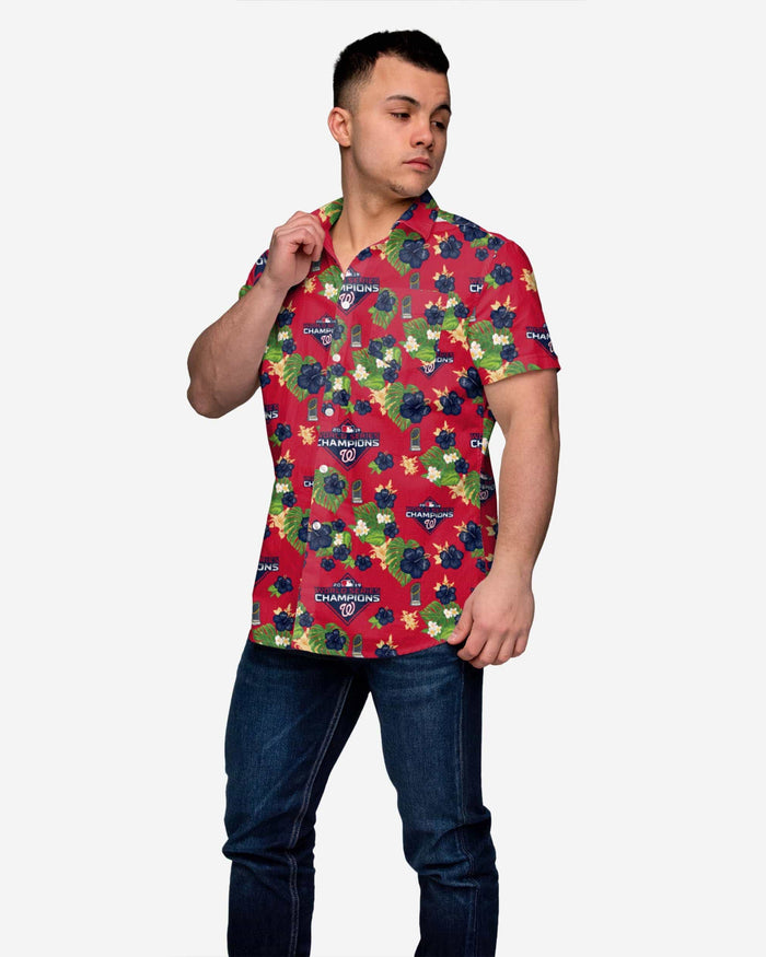 Washington Nationals 2019 World Series Champions Floral Button Up Shirt FOCO - FOCO.com