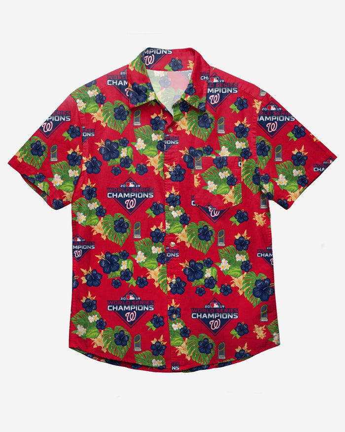 Washington Nationals 2019 World Series Champions Floral Button Up Shirt FOCO S - FOCO.com