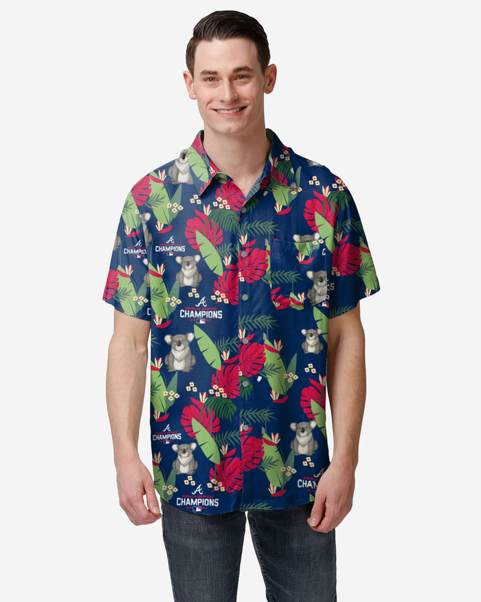 Atlanta Braves 2021 World Series Champions Floral Button Up Shirt FOCO S - FOCO.com