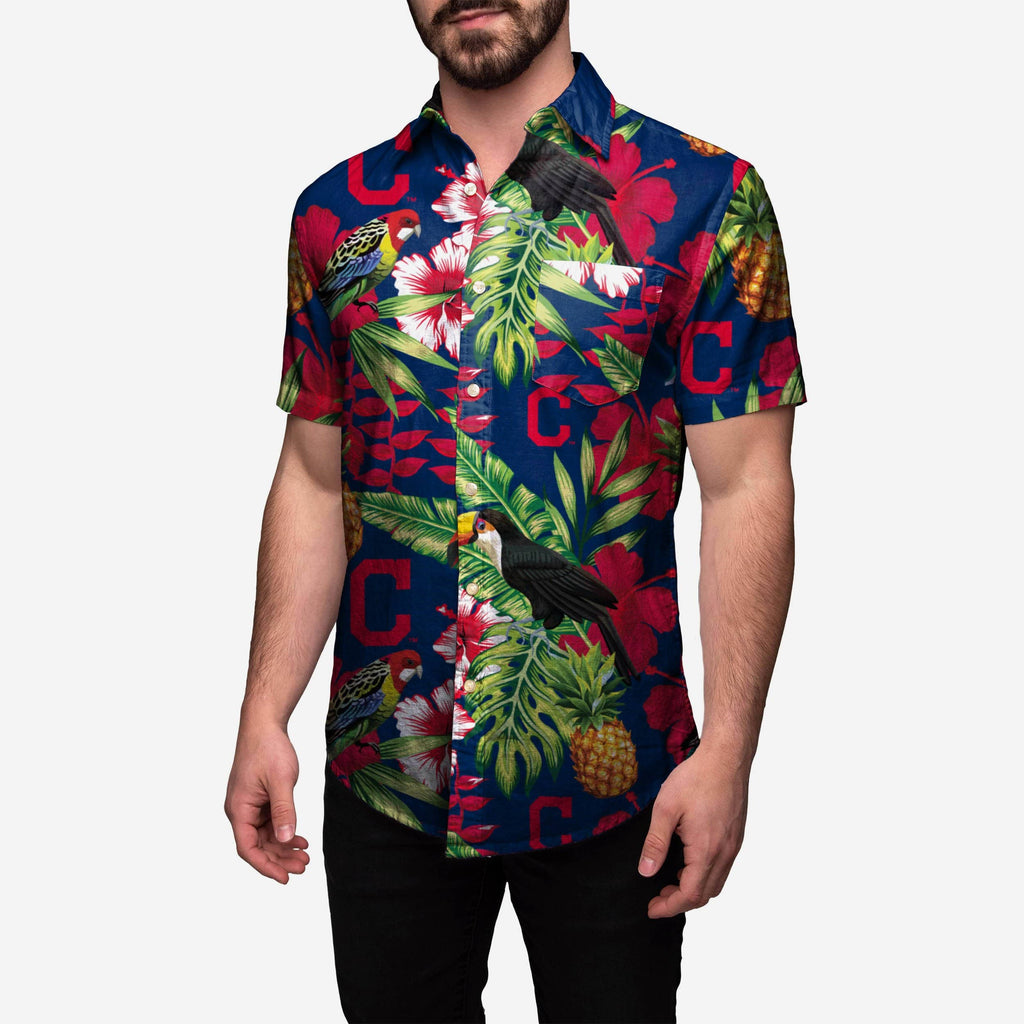 Cleveland Guardians Floral Button Up Shirt FOCO S - FOCO.com