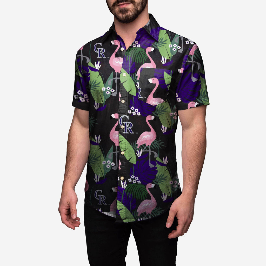 Colorado Rockies Floral Button Up Shirt FOCO S - FOCO.com