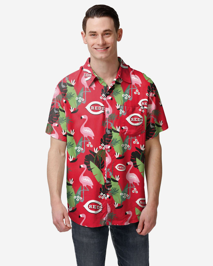 Cincinnati Reds Floral Button Up Shirt FOCO S - FOCO.com