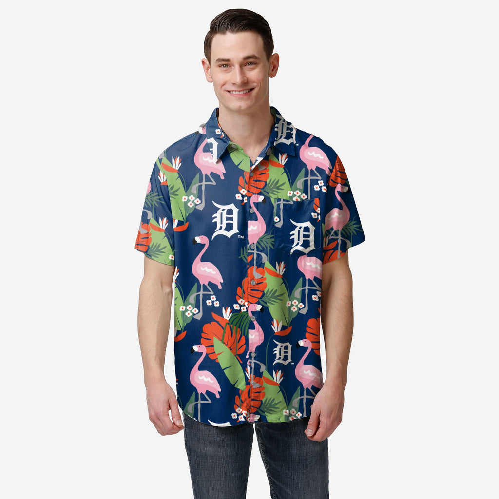 Detroit Tigers Floral Button Up Shirt FOCO S - FOCO.com