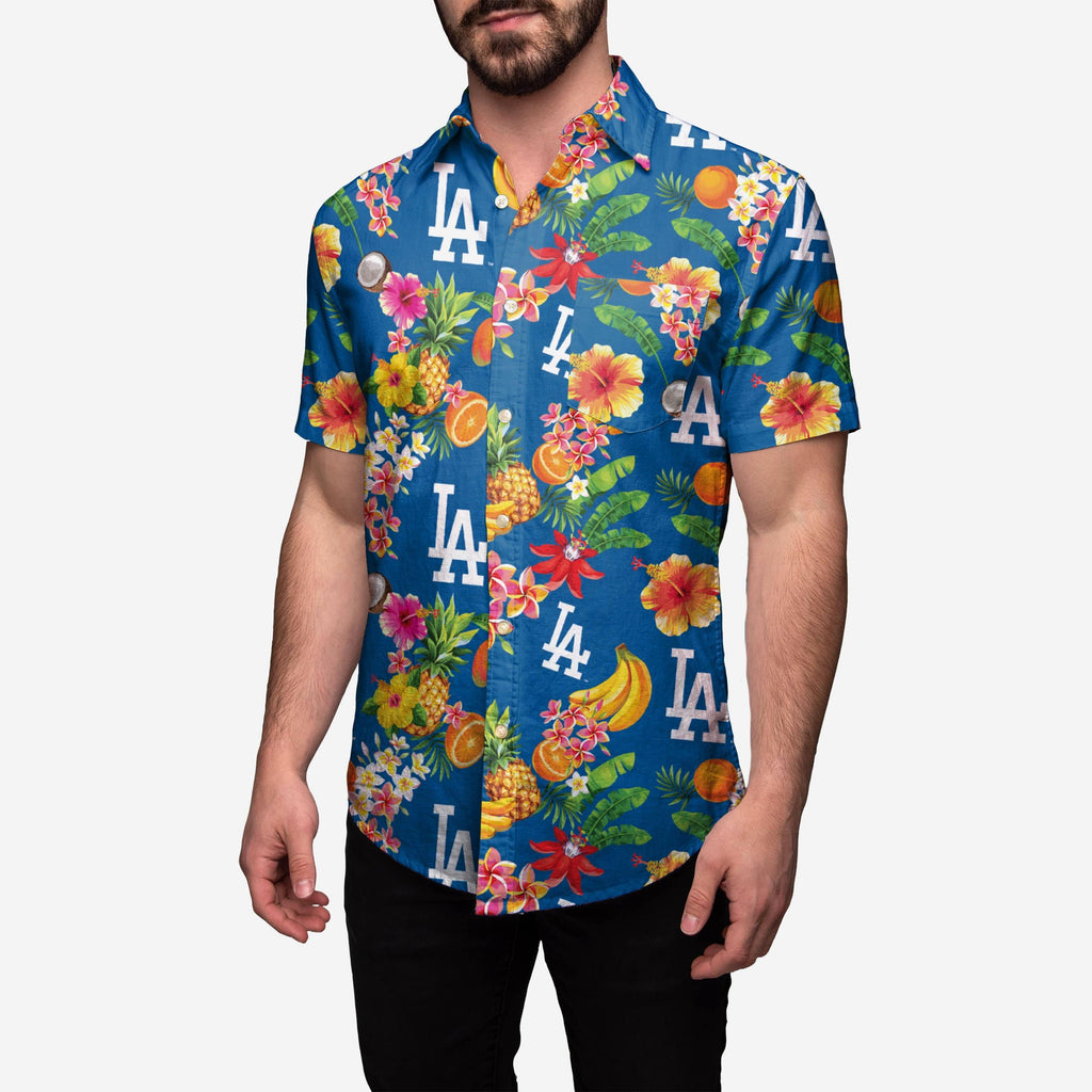 Los Angeles Dodgers Floral Button Up Shirt FOCO S - FOCO.com