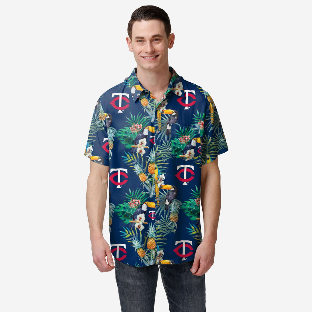 Minnesota Twins Floral Button Up Shirt FOCO S - FOCO.com