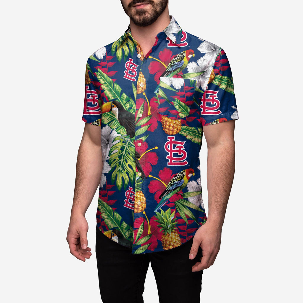 St Louis Cardinals Floral Button Up Shirt FOCO S - FOCO.com