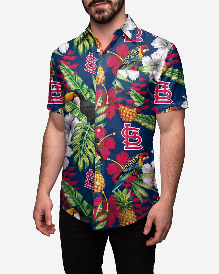 St Louis Cardinals Floral Button Up Shirt FOCO S - FOCO.com