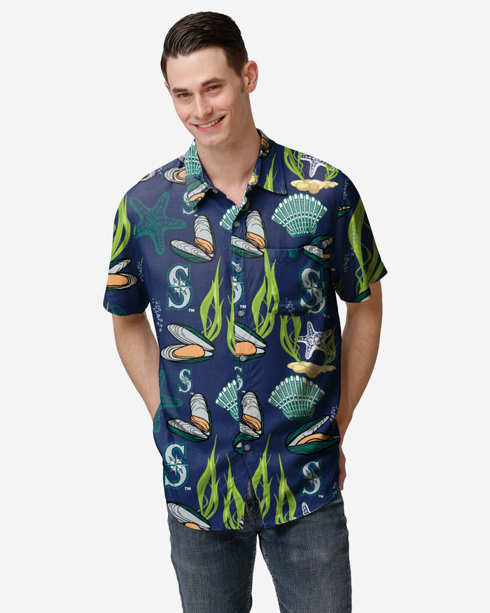 Seattle Mariners Floral Button Up Shirt FOCO S - FOCO.com