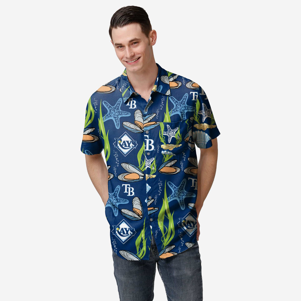 Tampa Bay Rays Floral Button Up Shirt FOCO S - FOCO.com