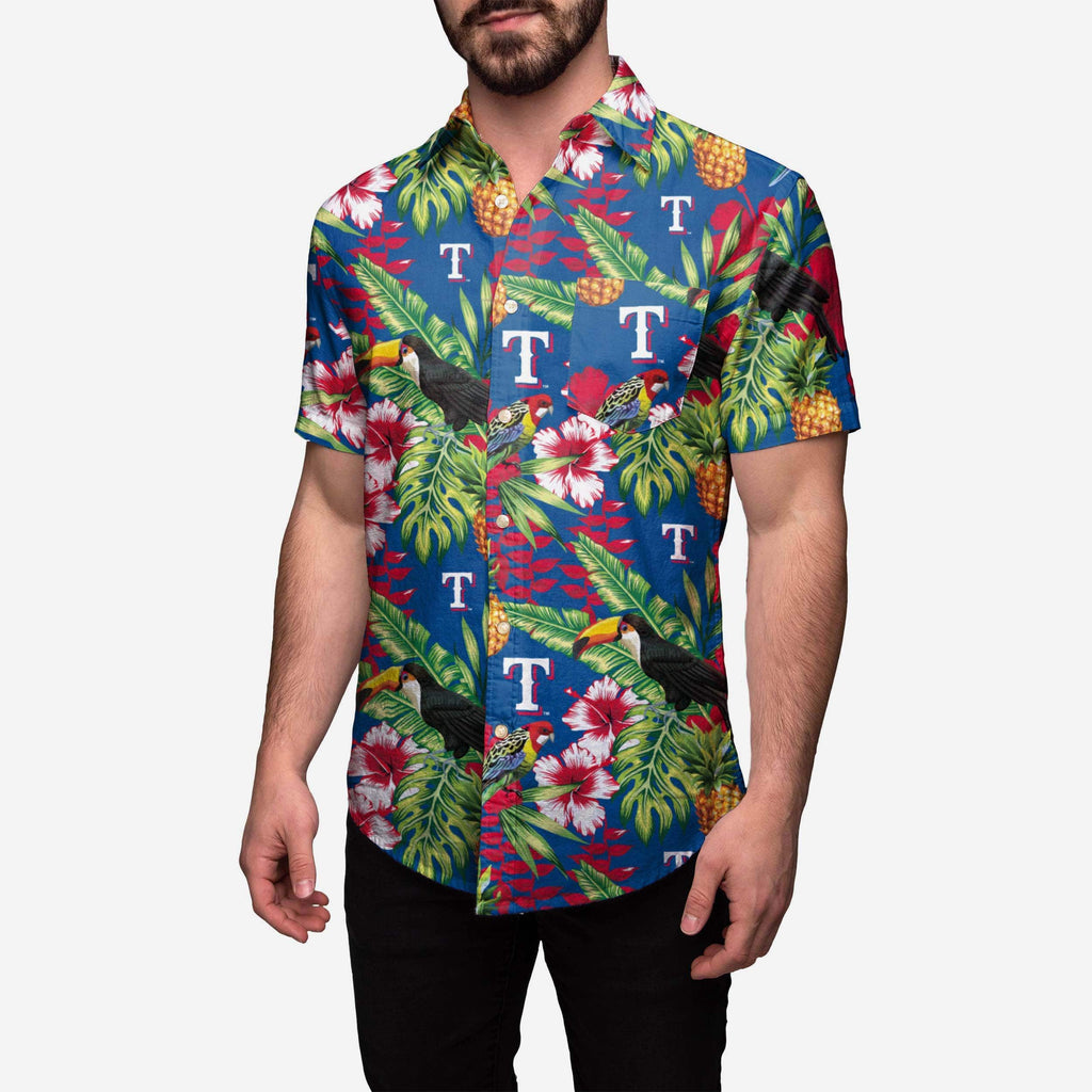 Texas Rangers Floral Button Up Shirt FOCO S - FOCO.com