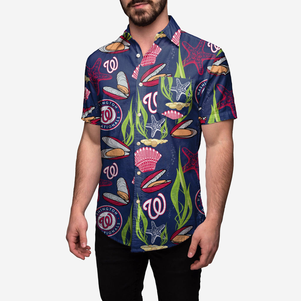 Washington Nationals Floral Button Up Shirt FOCO 2XL - FOCO.com