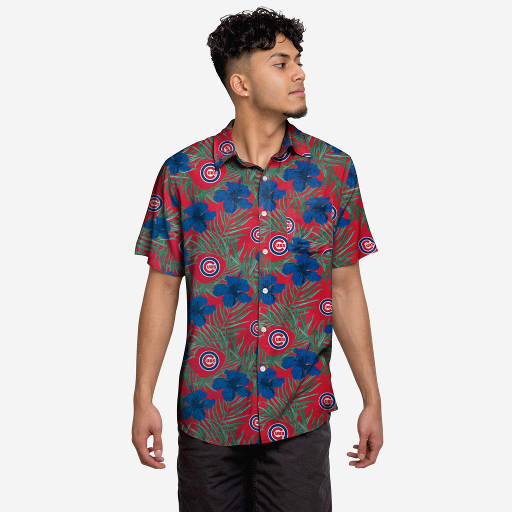 Chicago Cubs Hibiscus Button Up Shirt FOCO S - FOCO.com