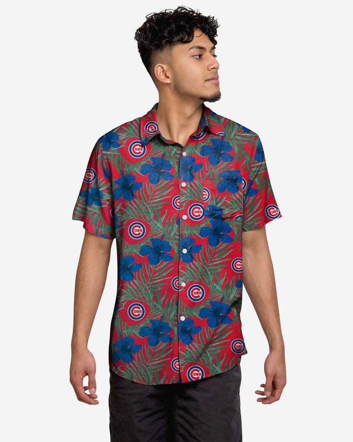 Chicago Cubs Hibiscus Button Up Shirt FOCO S - FOCO.com