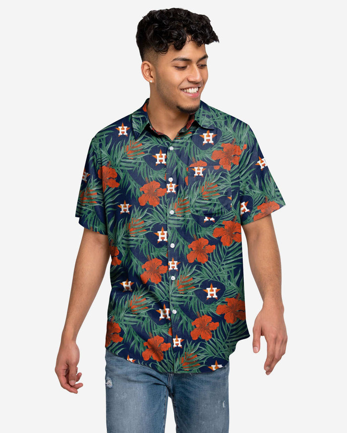 Houston Astros Hibiscus Button Up Shirt FOCO S - FOCO.com