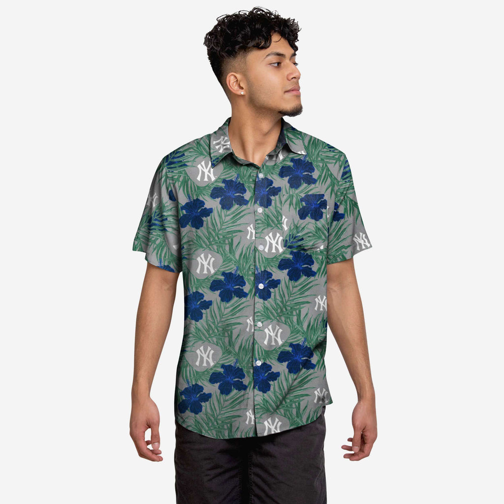 New York Yankees Hibiscus Button Up Shirt FOCO S - FOCO.com