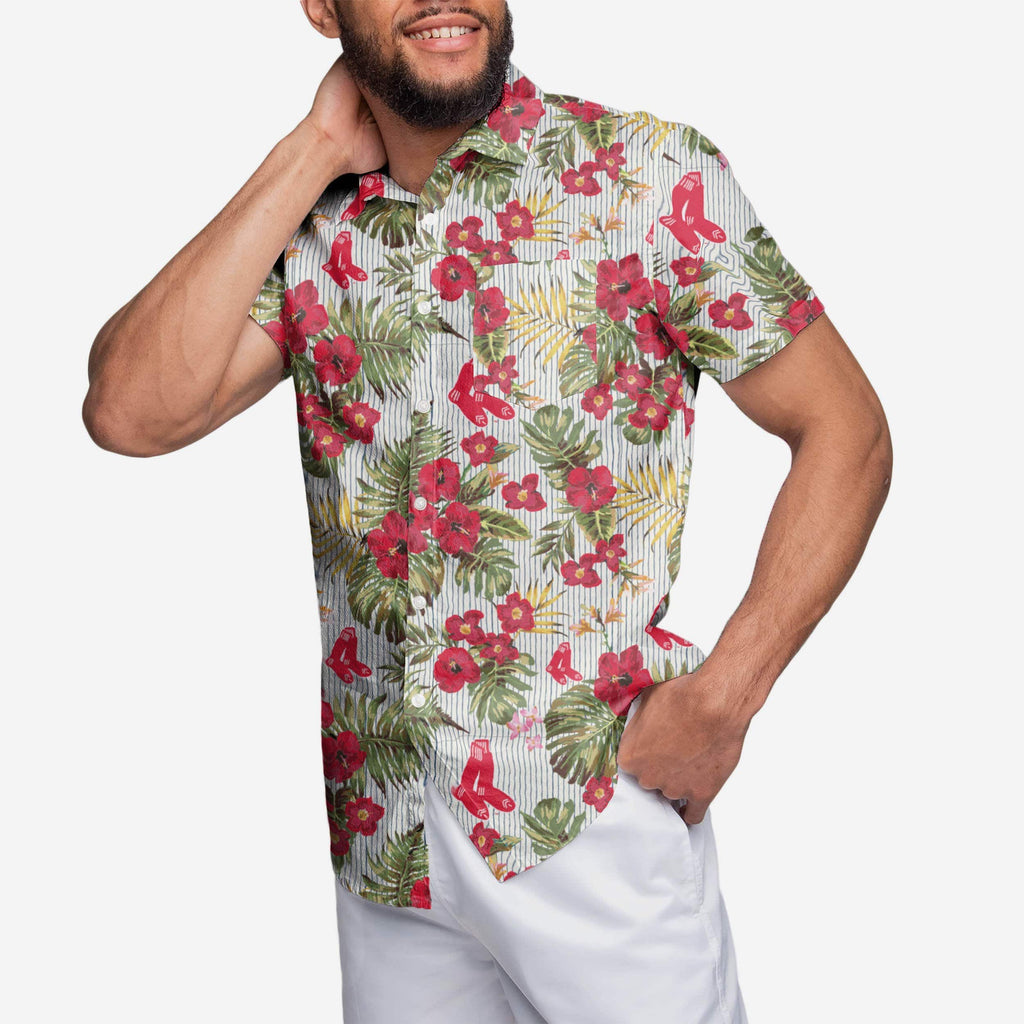 Boston Red Sox Throwback Threads Button Up Shirt FOCO S - FOCO.com