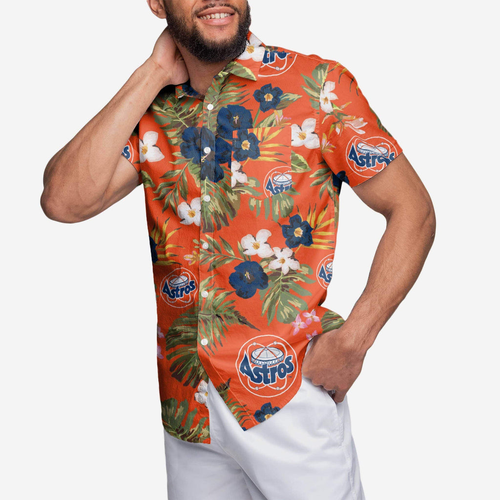 Houston Astros Throwback Threads Button Up Shirt FOCO S - FOCO.com