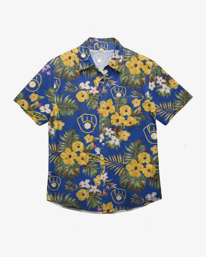 Milwaukee Brewers Throwback Threads Button Up Shirt FOCO - FOCO.com