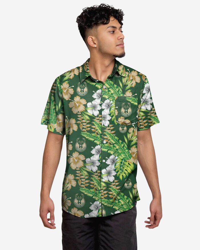 Milwaukee Bucks Floral Button Up Shirt FOCO S - FOCO.com