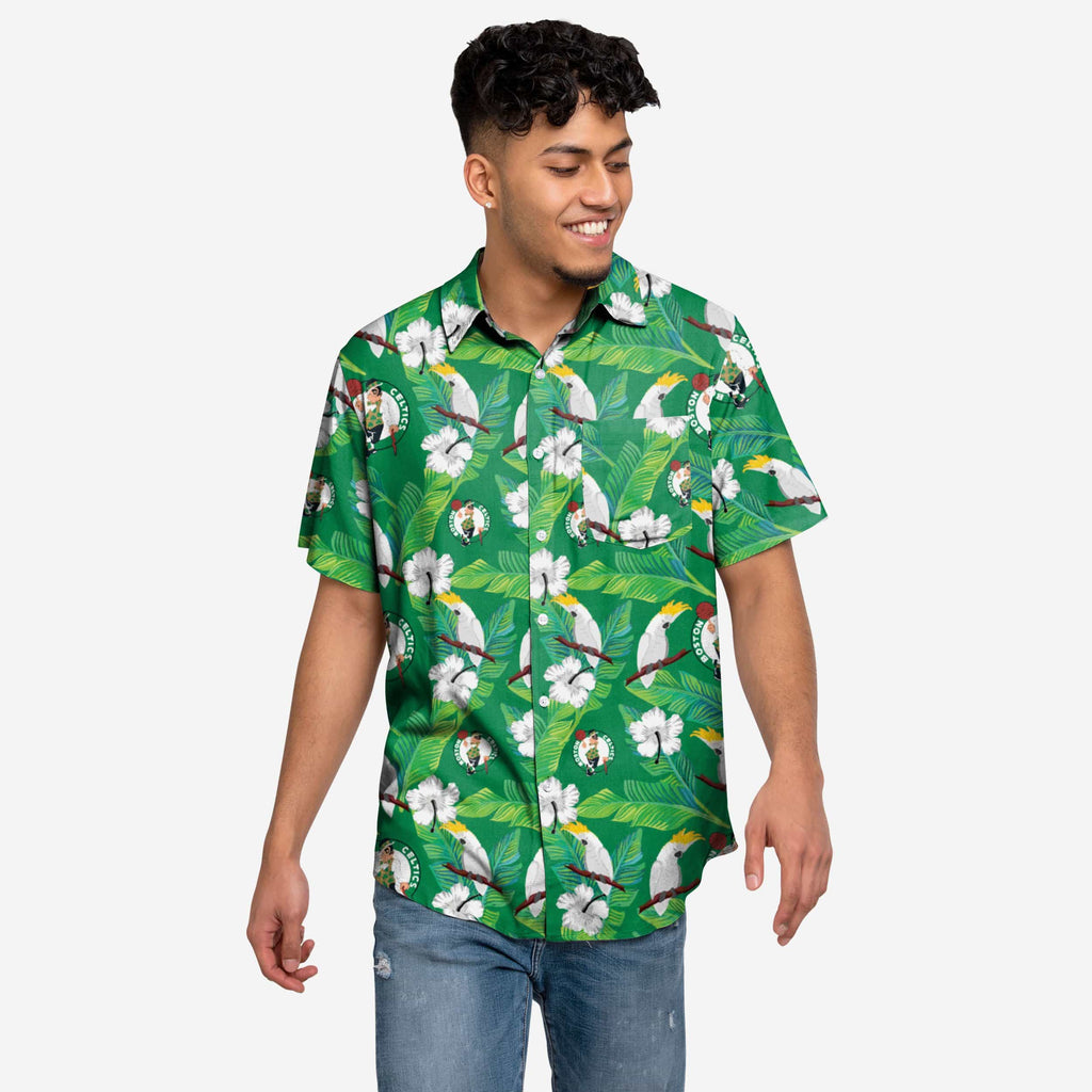 Boston Celtics Floral Button Up Shirt FOCO S - FOCO.com