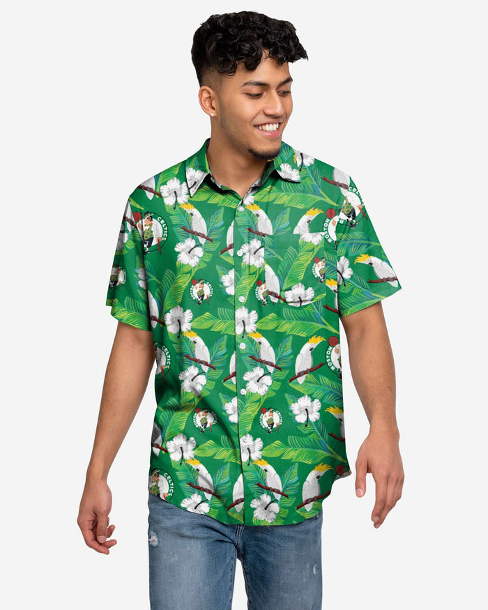 Boston Celtics Floral Button Up Shirt FOCO S - FOCO.com