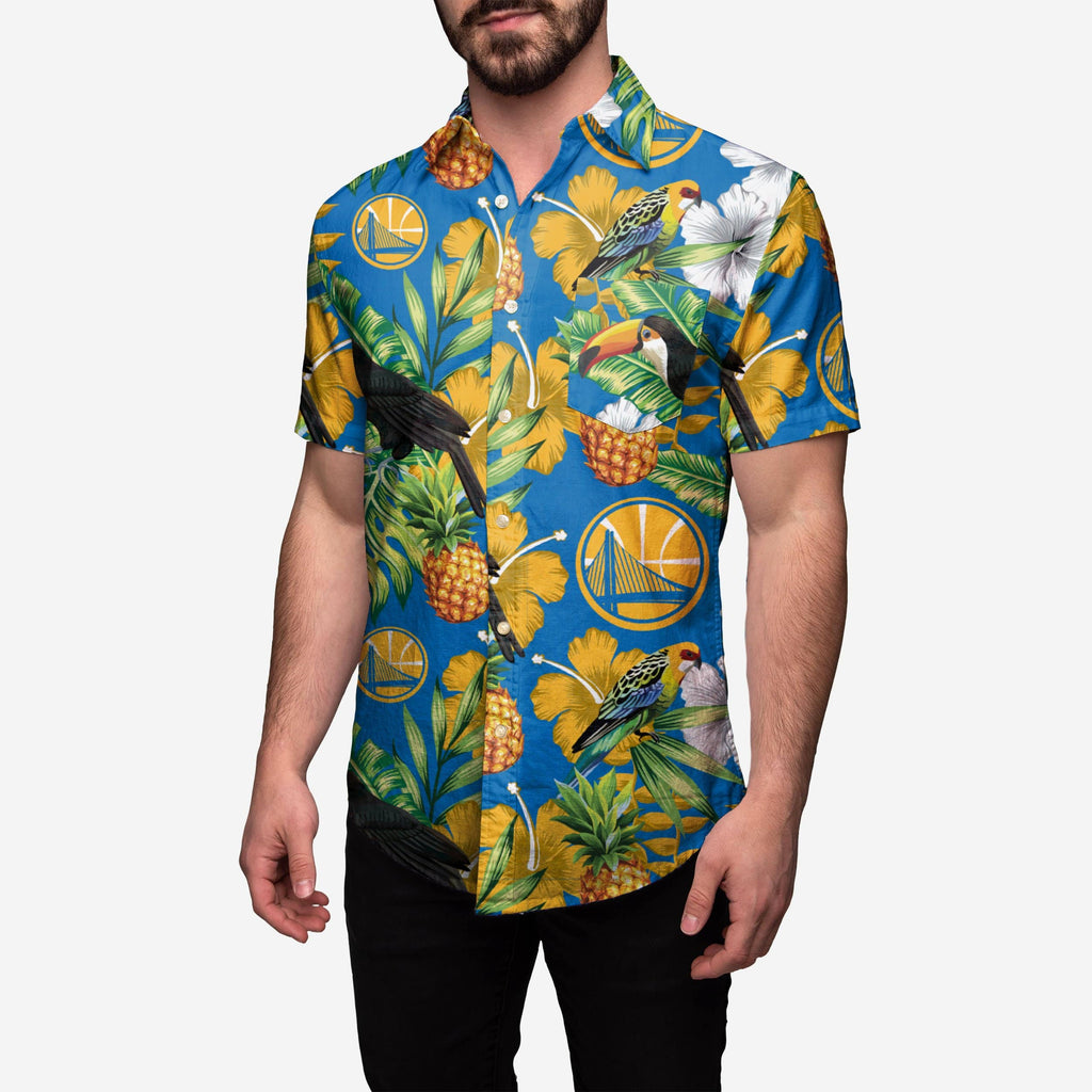 Golden State Warriors 2010/11-2018/2019 Floral Button Up Shirt FOCO S - FOCO.com