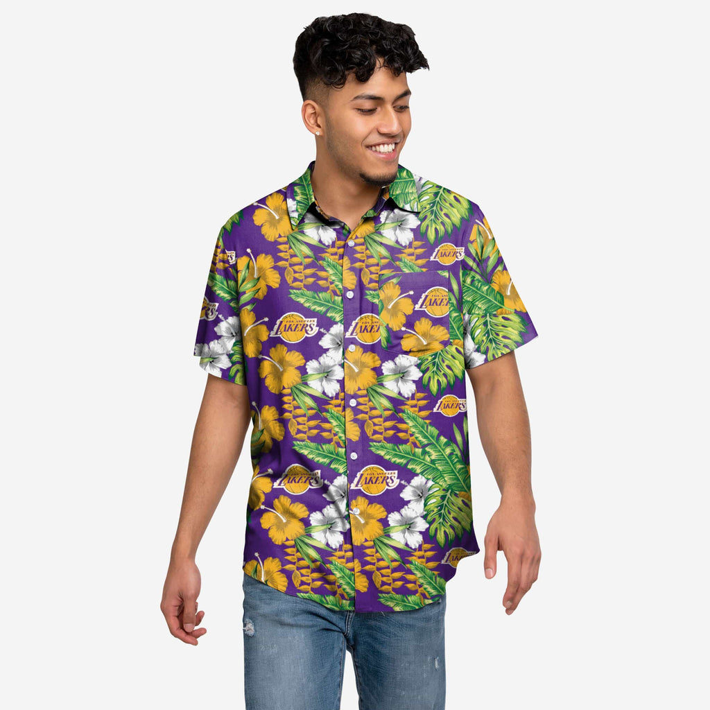 Los Angeles Lakers Floral Button Up Shirt FOCO S - FOCO.com