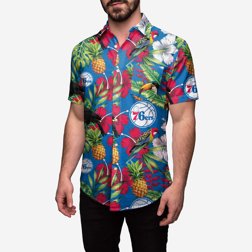 Philadelphia 76ers Floral Button Up Shirt FOCO S - FOCO.com