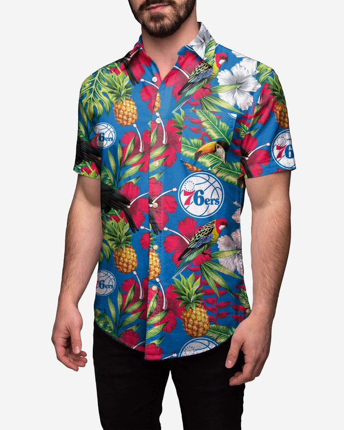 Philadelphia 76ers Floral Button Up Shirt FOCO S - FOCO.com