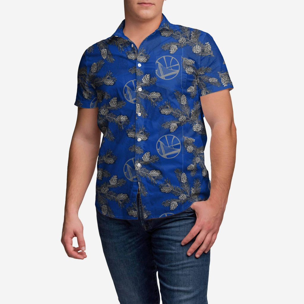 Golden State Warriors Pinecone Button Up Shirt FOCO S - FOCO.com