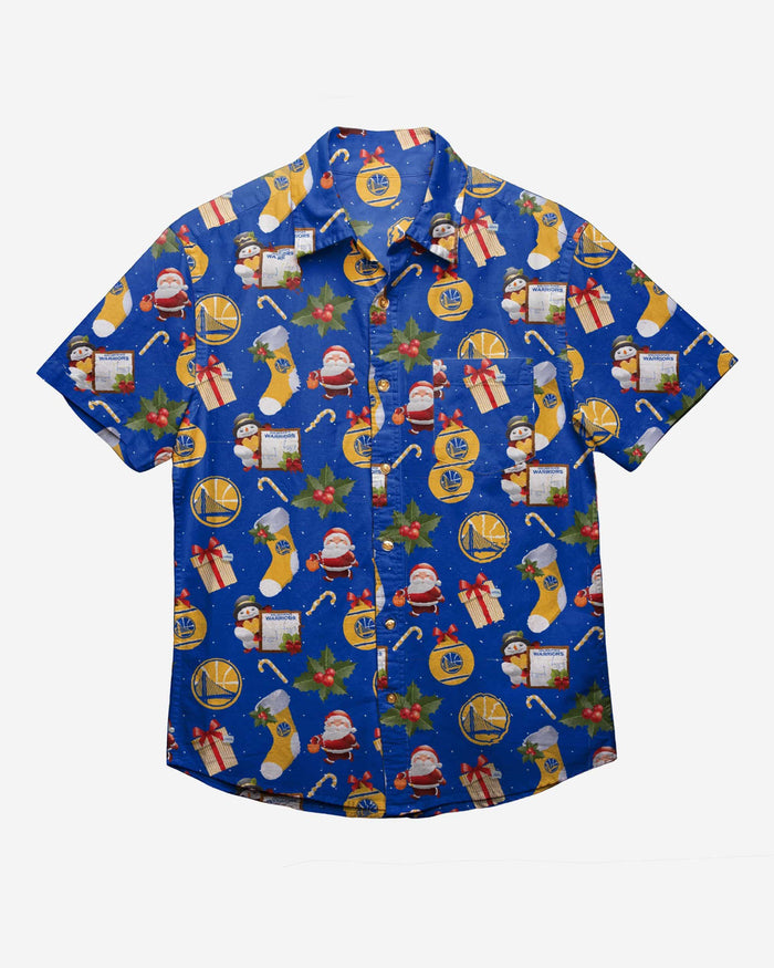 Golden State Warriors Christmas Explosion Button Up Shirt FOCO - FOCO.com