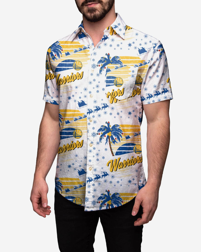 Golden State Warriors Winter Tropical Button Up Shirt FOCO M - FOCO.com