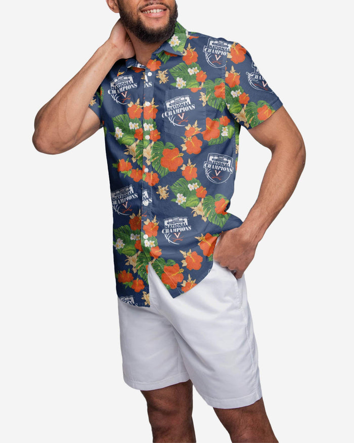 Virginia Cavaliers 2019 NCAA Mens Basketball National Champions Floral Button Up Shirt FOCO S - FOCO.com