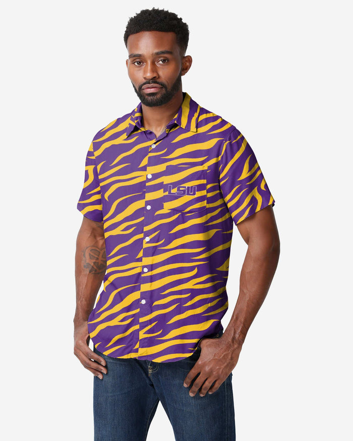 LSU Tigers Thematic Button Up Shirt FOCO S - FOCO.com