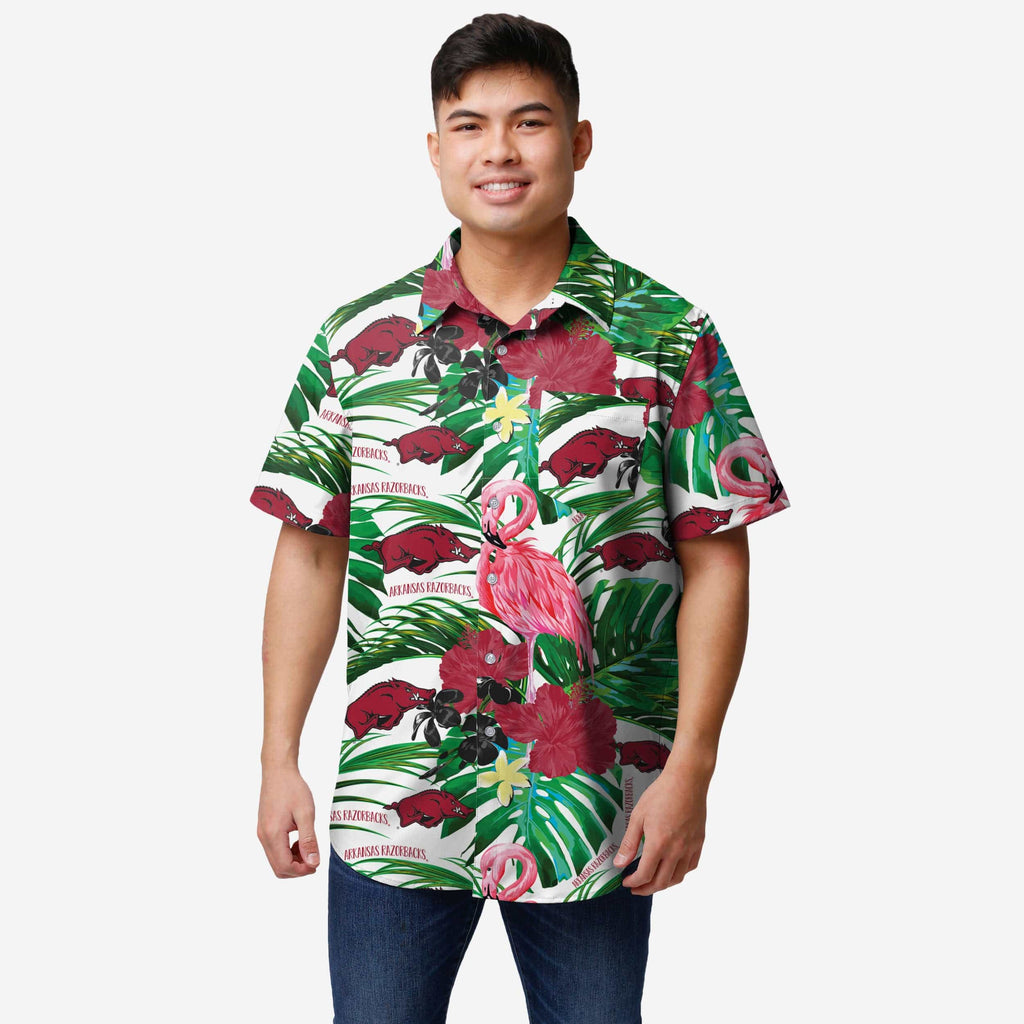 Arkansas Razorbacks Flamingo Button Up Shirt FOCO S - FOCO.com