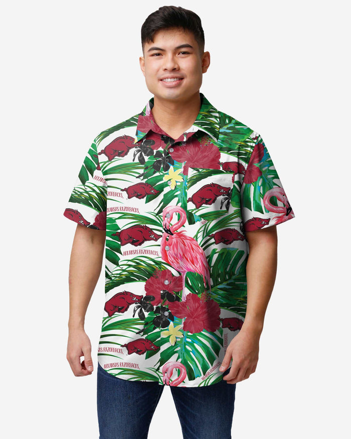 Arkansas Razorbacks Flamingo Button Up Shirt FOCO S - FOCO.com