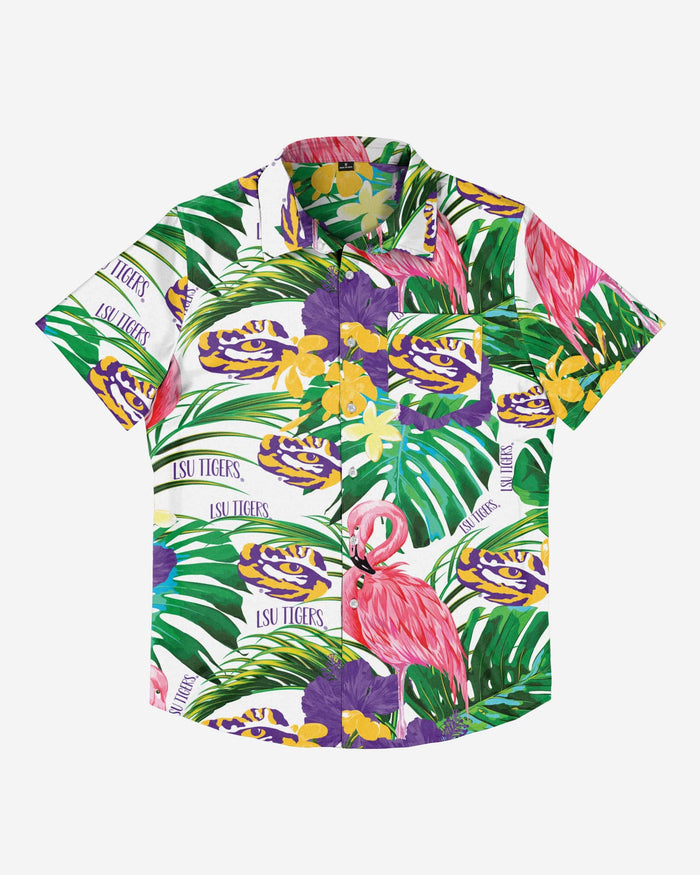 LSU Tigers Flamingo Button Up Shirt FOCO - FOCO.com