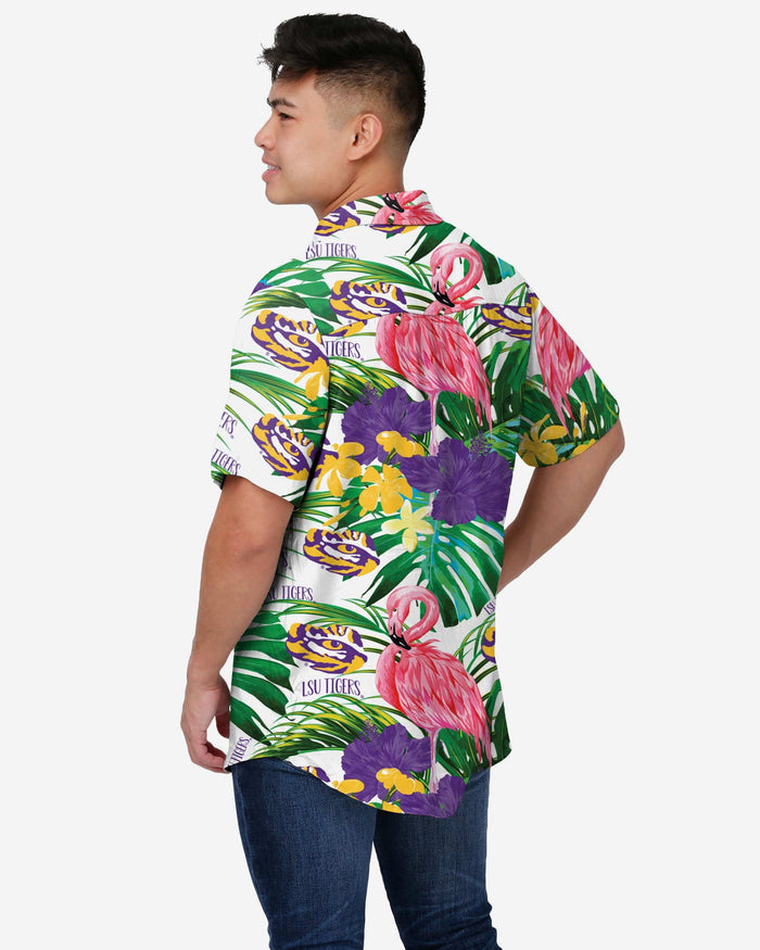 LSU Tigers Flamingo Button Up Shirt FOCO - FOCO.com