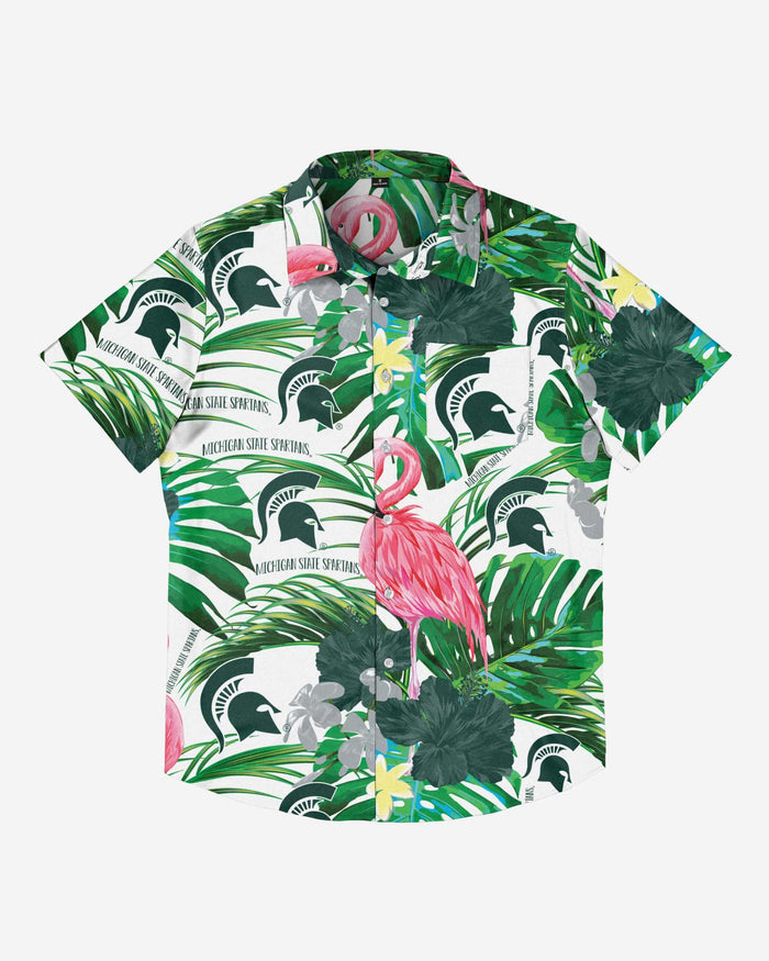 Michigan State Spartans Flamingo Button Up Shirt FOCO - FOCO.com