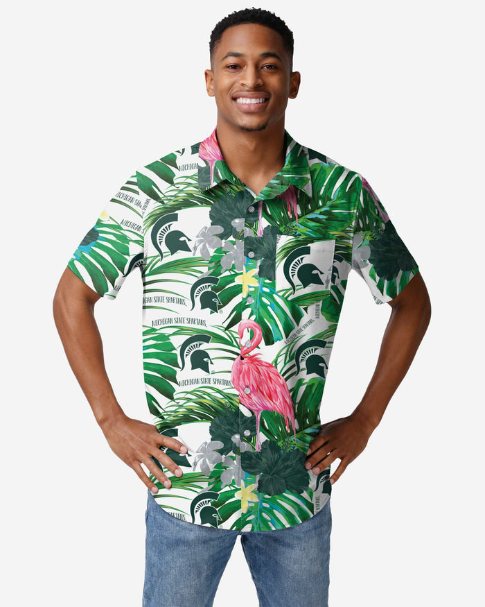 Michigan State Spartans Flamingo Button Up Shirt FOCO S - FOCO.com